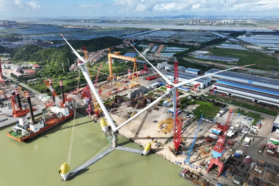 A floating wind power platform with the largest capacity of its kind globally is ready to be installed in the sea near the coast of South China's Guangdong province. Photo: Mingyang Smart Energy Group