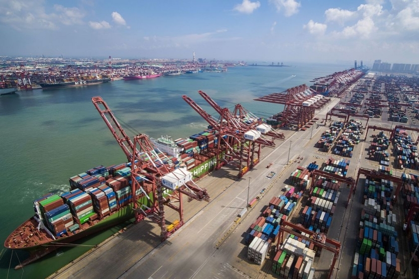 A view of a foreign trade container terminal at Qingdao Port. Photo: VCG